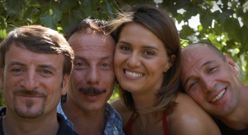 The Cast of Tu La Conosci Claudia, Giacomo Poretti. Giovanni Storti, Claudia Cortellesi and Aldo Baglio 