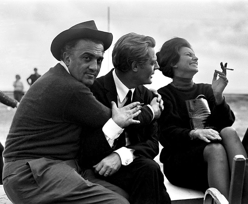 Fellini, Mastroianni, and Loren.
