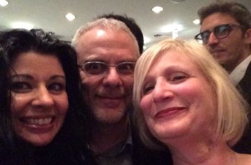 My favorite Open Roads Selfie: My friend Jeannine, Daniele Luchetti, me, and a photobomb by Pif.