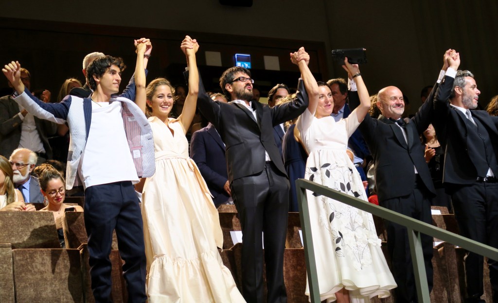 Johnson and his cast at the Venice Film Festival.